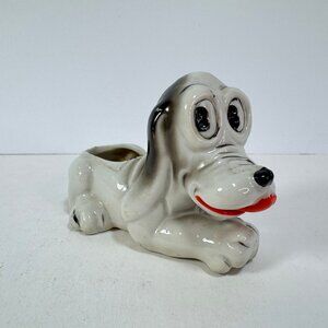 Vtg Ceramic Cheerful Dog Laying Planter Figurine Japan
